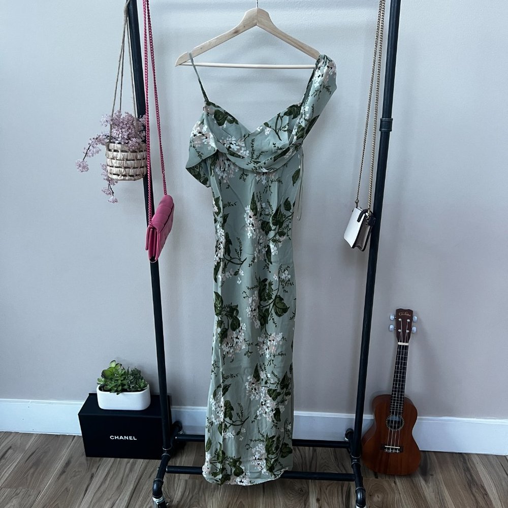 Reformation Reya Dress In Tea Garden Gem